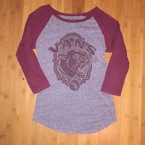 Maroon and grey baseball tee